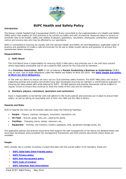 SUFC Health and Safety Policy