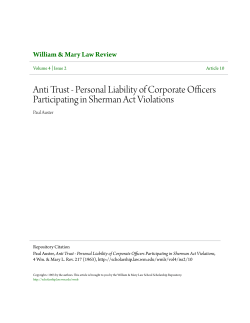 Personal Liability of Corporate Officers Participating in Sherman Act