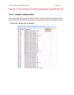 Exercise 1: The mechanics of random assignment using MS Excel