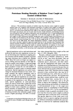 Postrelease Hooking Mortality of Rainbow Trout Caught on Scented