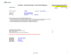 Oil Sands - Post Payout Project - End of Period Statement Statement