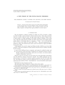 A NEW PROOF OF THE FOUR-COLOUR THEOREM 1. Introduction