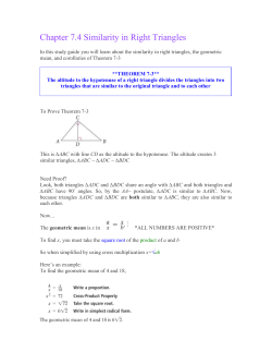 Chapter 7.4 Similarity in Right Triangles In this study guide you will