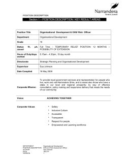 Section 1 &ndash; POSITION DESCRIPTION / KEY RESULT AREAS