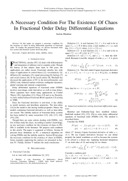 A Necessary Condition for the Existence of Chaos in Fractional
