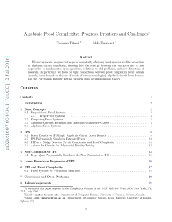 Algebraic Proof Complexity: Progress, Frontiers and Challenges