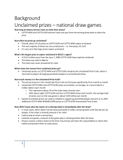 Background Unclaimed prizes &ndash; national draw games
