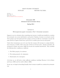 Lecture 8: Heterogeneous-agent economies, Part I
