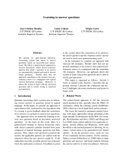 Learning to answer questions - INESC-ID