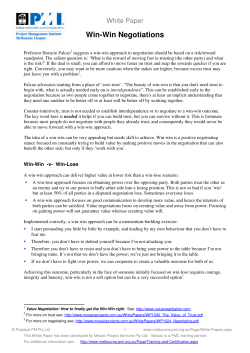 Win-Win Negotiations - PMI Melbourne Chapter