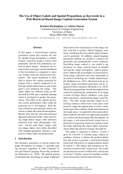 The Use of Object Labels and Spatial Prepositions as Keywords in a