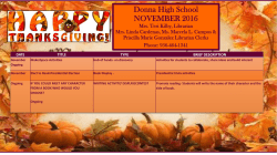High Schools Calendar Events for November 2016