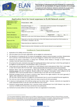 ELAN Network Travel reimbursement claim form