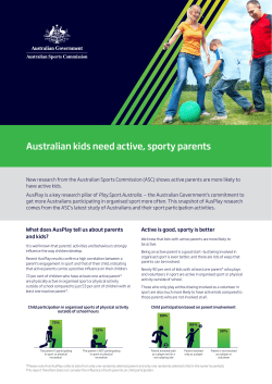 Australian kids need active, sporty parents