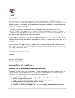 Message From the Head Referee - Pearland