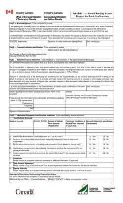 Schedule 1 &mdash; Annual Banking Report Request for Bank Confirmation