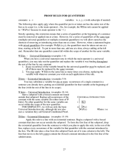 27 PROOF RULES FOR QUANTIFIERS constants: a