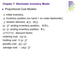 Chapter 7: Stochastic Inventory Model