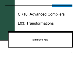 CR18: Advanced Compilers L03: Scheduling