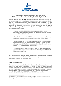 Safe Bulkers, Inc. Accepted a signed offer Letter from ING to Amend