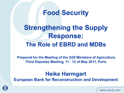 Strengthening the Supply Response:The Role of EBRD and MDBs.
