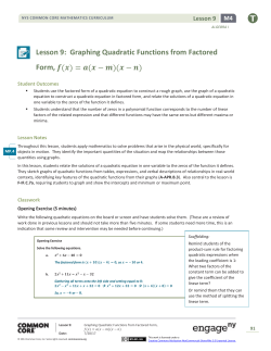 Algebra I Module 4, Topic A, Lesson 9: Teacher Version