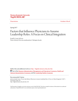 Factors that Influence Physicians to Assume - TopSCHOLAR