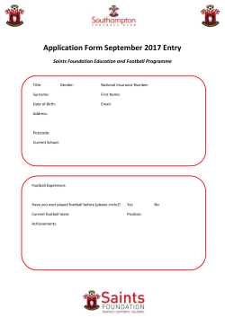 Application Form September 2017 Entry Saints Foundation