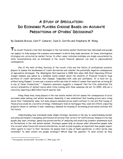 A STUDY OF SPECULATION: DO ECONOMIC PLAYERS CHOOSE