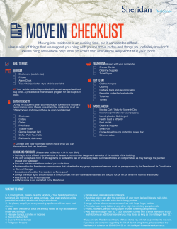 Move In Checklist - Sheridan College