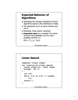 Expected Behavior of Algorithms Linear Search