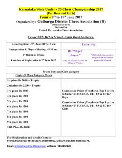 Karnataka State Under - 25 Chess Championship 2017 (For Boys