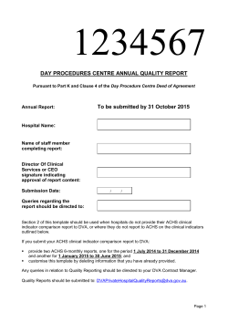 DAY PROCEDURES CENTRE ANNUAL QUALITY REPORT