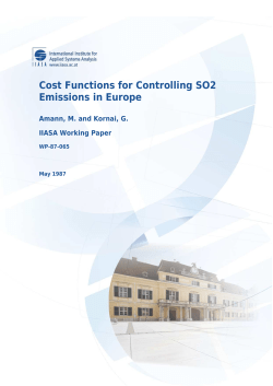 Cost Functions for Controlling SO2 Emissions in Europe
