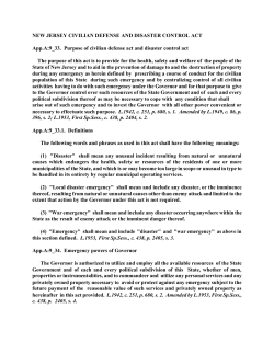 new jersey civilian defense and disaster control act