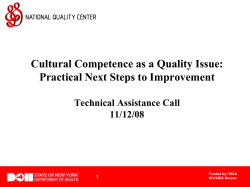 2008 Addressing Cultural Competence with Quality Improvement