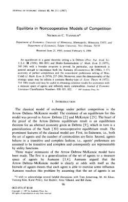 Equilibria in Non-Cooperative Models of Competition
