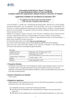 International Joint Degree Master`s Program in Agro