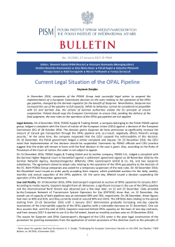 Current Legal Situation of the OPAL Pipeline