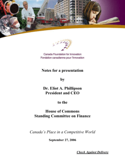 Notes for a presentation to the House of Commons Standing