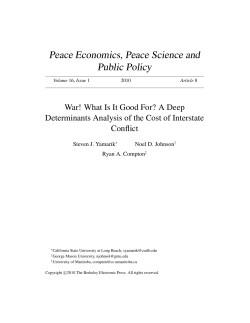 Peace Economics, Peace Science and Public Policy