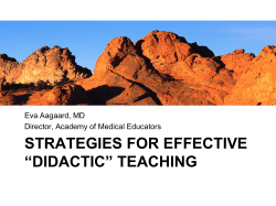 STRATEGIES FOR EFFECTIVE &ldquo;DIDACTIC&rdquo; TEACHING