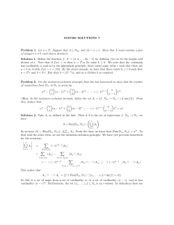 MAT200 SOLUTIONS 7 Problem 1. Let n &isin; N. Suppose that A &Ccedil; N