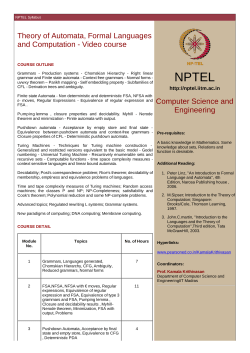 Theory of Automata, Formal Languages and Computation