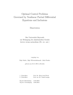 Optimal Control Problems Governed by Nonlinear