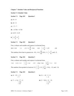 Chapter 7 Absolute Value and Reciprocal Functions