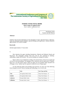 INSERT YOUR TITLE HERE Insert Name of Author(s) here Insert