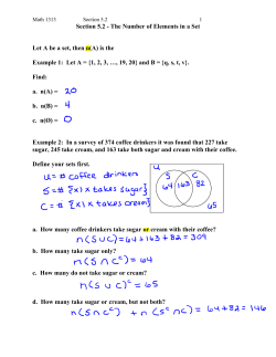Section 5.2 - The Number of Elements in a Set Let A be a set, then n