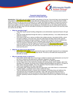 Consumers and Specialty Drugs - Minnesota Health Action Group