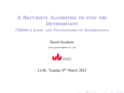 A Recursive Algorithm to find the Determinant - CIS008